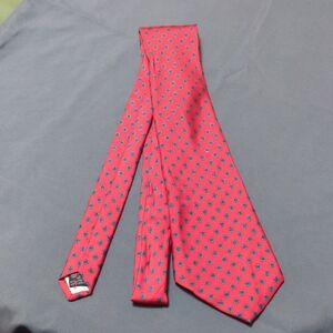 Vintage 100% Silk Red and Blue Patterned Tie. Made In Italy